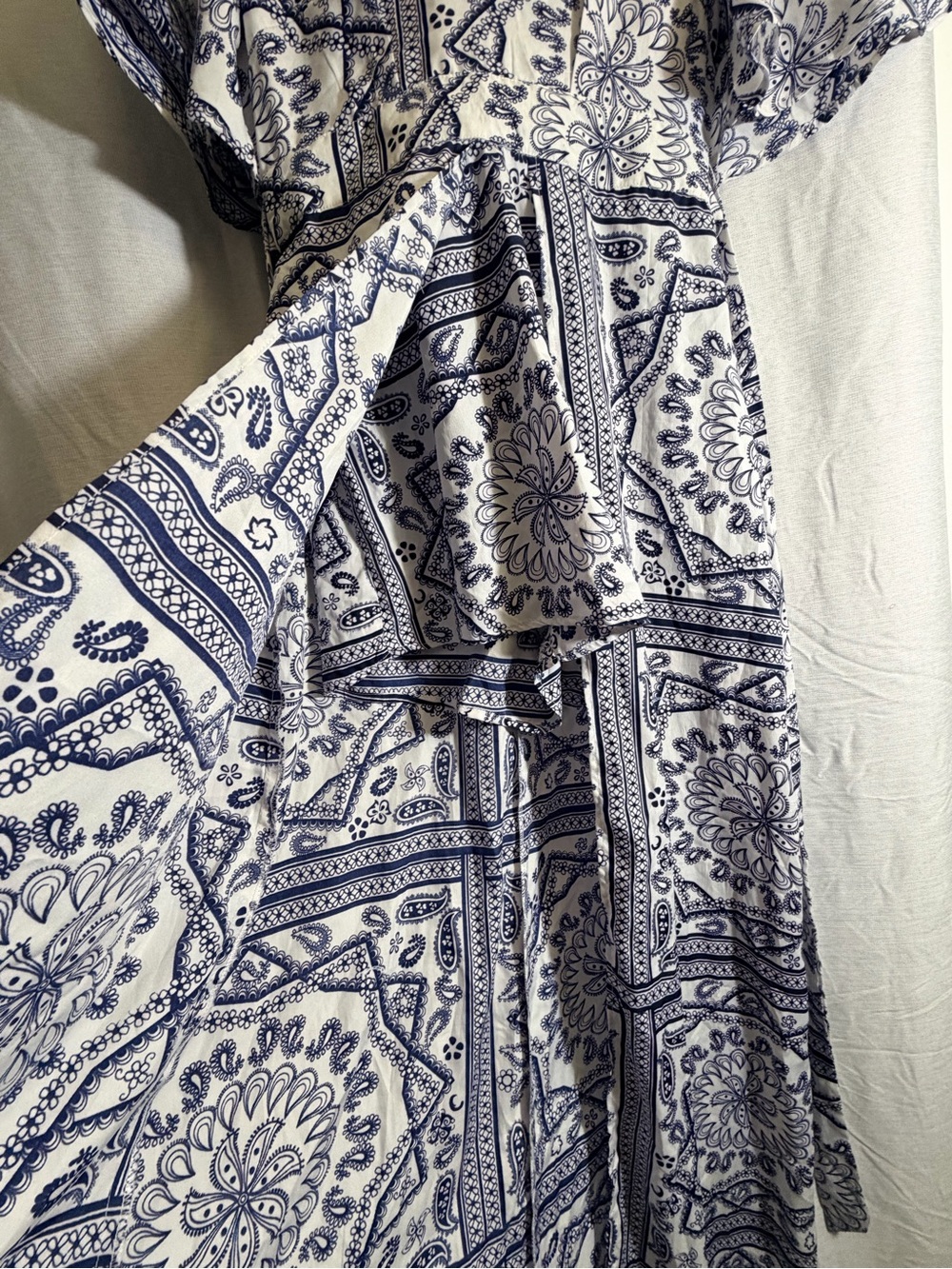 True Destiny White & Navy Paisley Overlay Romper - Picture 4 of 15